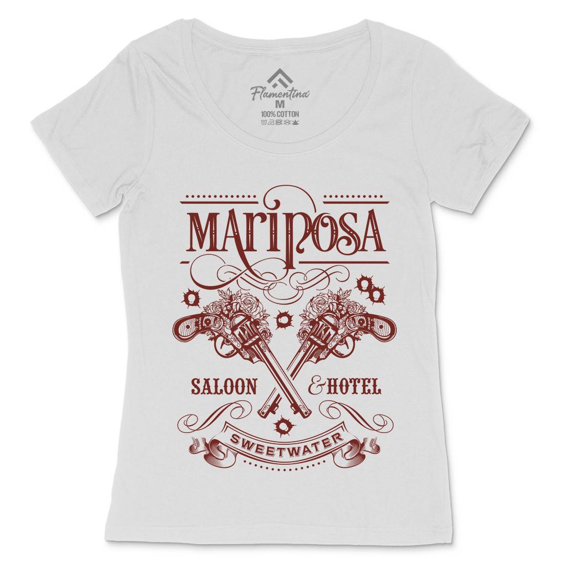 Mariposa Saloon Womens Scoop Neck T-Shirt Drinks D164