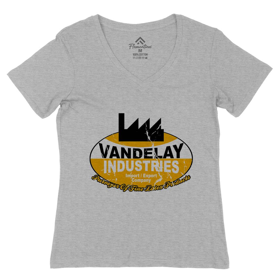 Vandelay Industries Womens Organic V-Neck T-Shirt Retro D165