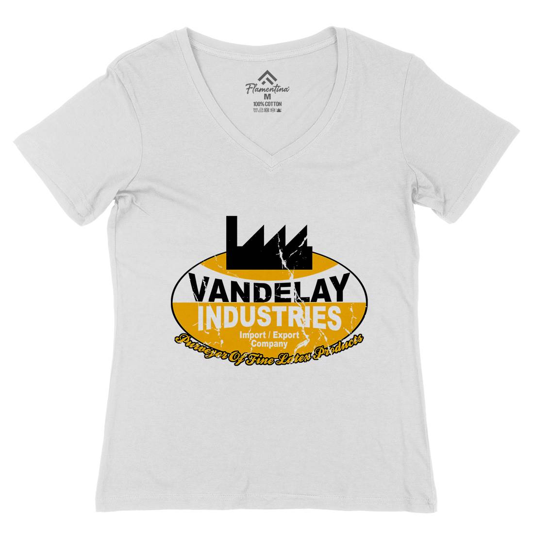 Vandelay Industries Womens Organic V-Neck T-Shirt Retro D165