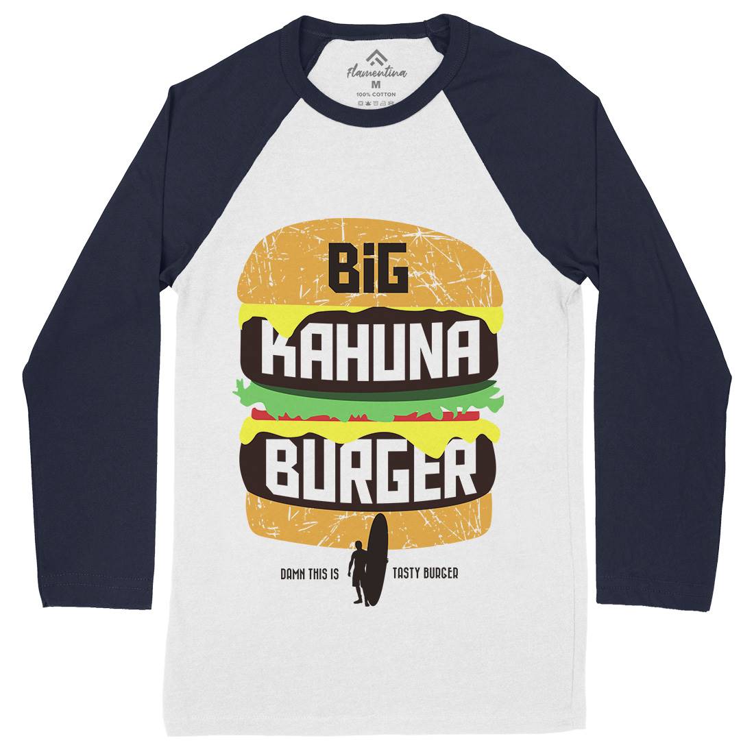 Big Kahuna Burger Mens Long Sleeve Baseball T-Shirt Food D166