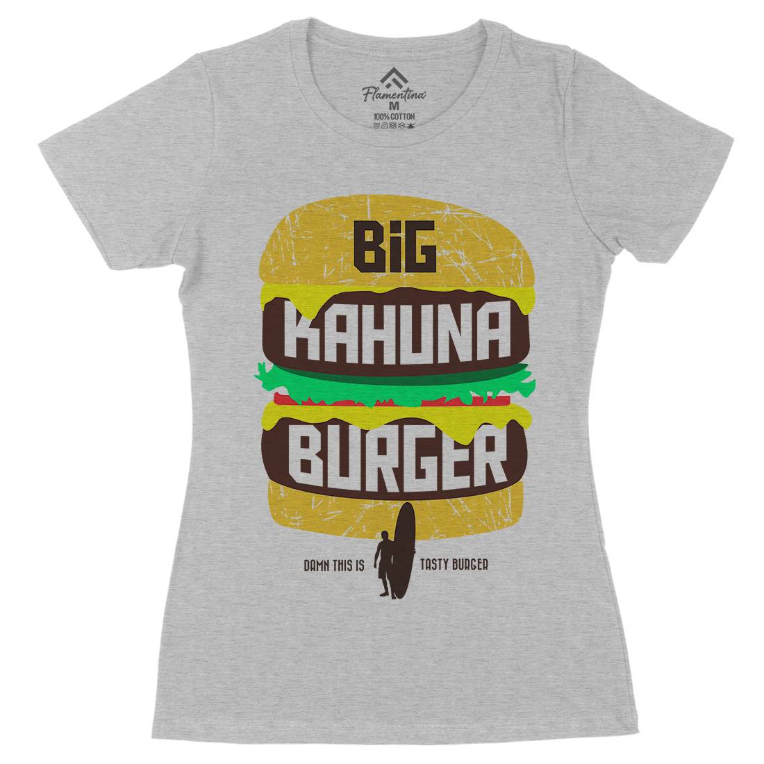 Big Kahuna Burger Womens Organic Crew Neck T-Shirt Food D166