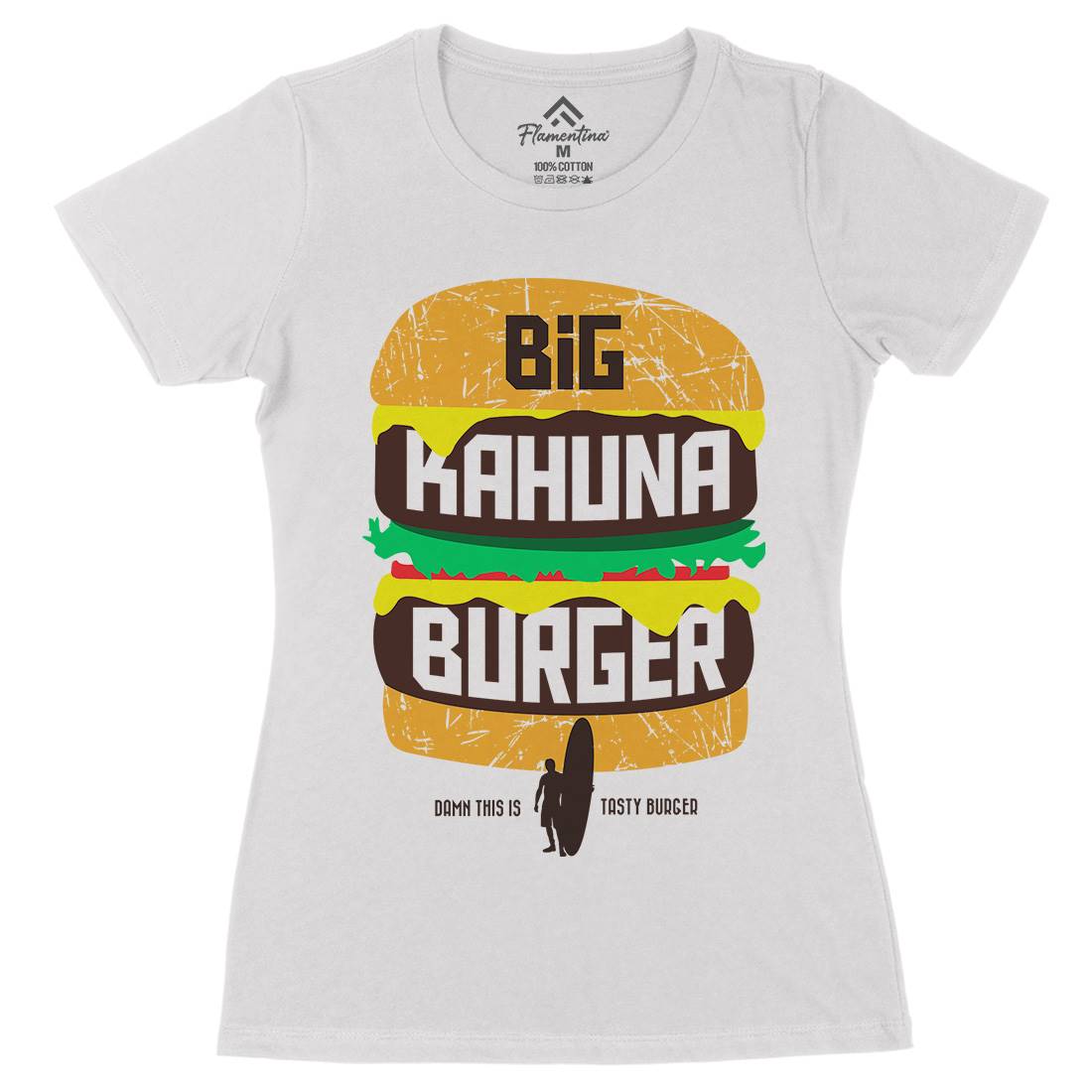 Big Kahuna Burger Womens Organic Crew Neck T-Shirt Food D166