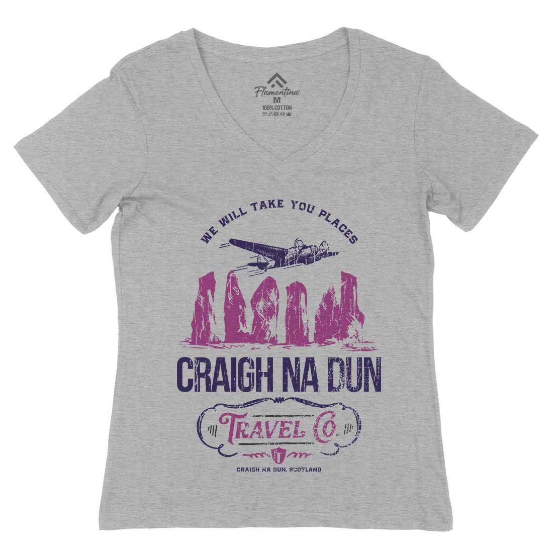 Craigh Na Dunn Womens Organic V-Neck T-Shirt Space D169