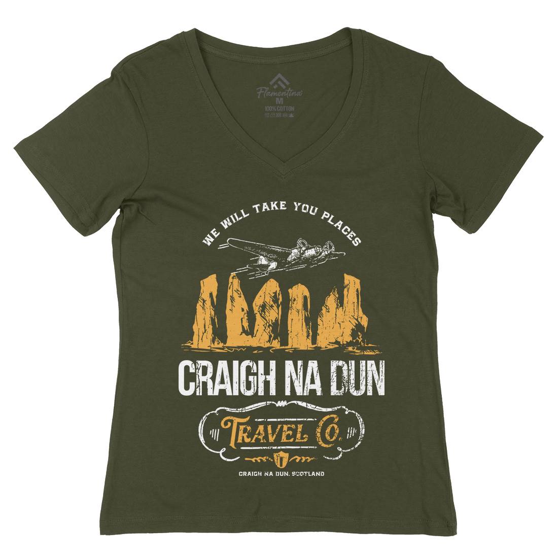 Craigh Na Dunn Womens Organic V-Neck T-Shirt Space D169