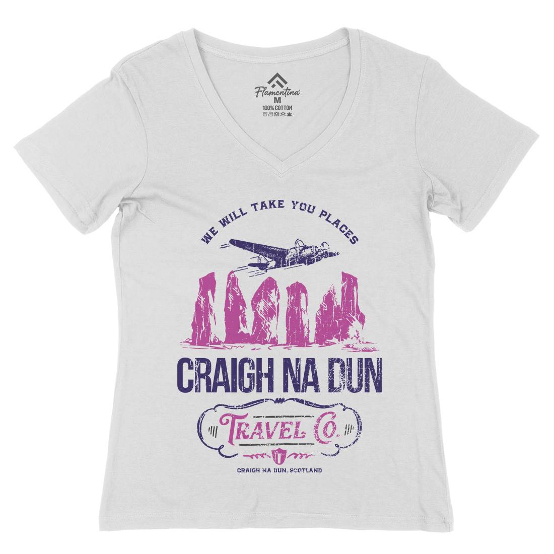 Craigh Na Dunn Womens Organic V-Neck T-Shirt Space D169