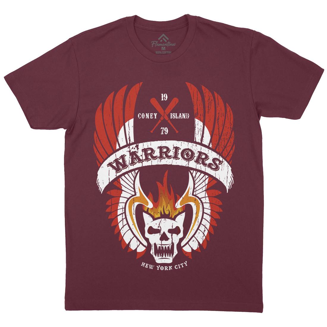 Warriors Mens Organic Crew Neck T-Shirt Retro D170