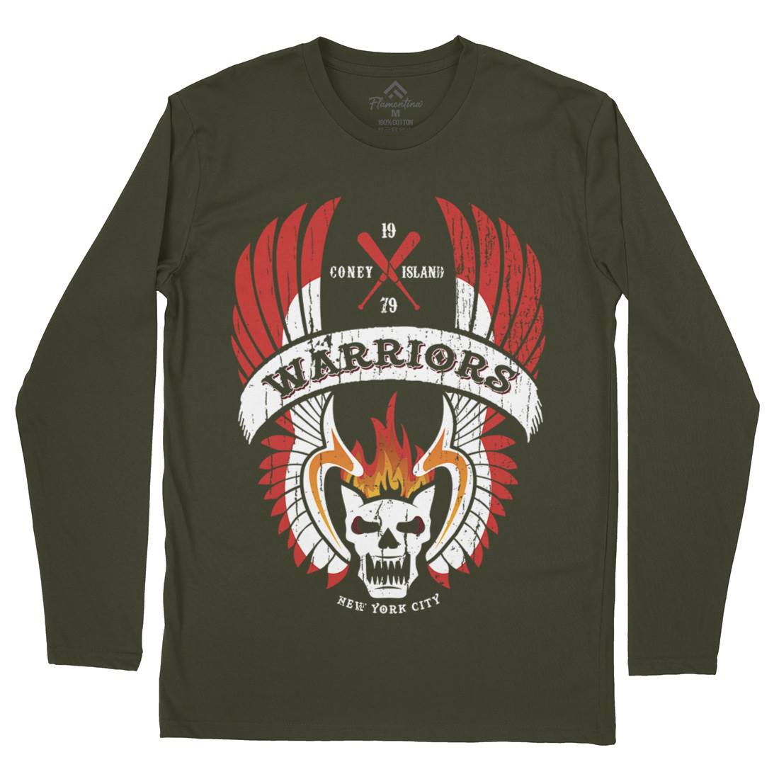 Warriors Mens Long Sleeve T-Shirt Retro D170