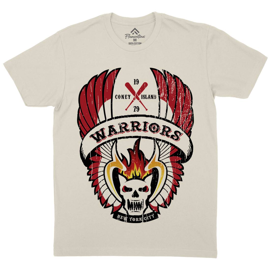 Warriors Mens Organic Crew Neck T-Shirt Retro D170