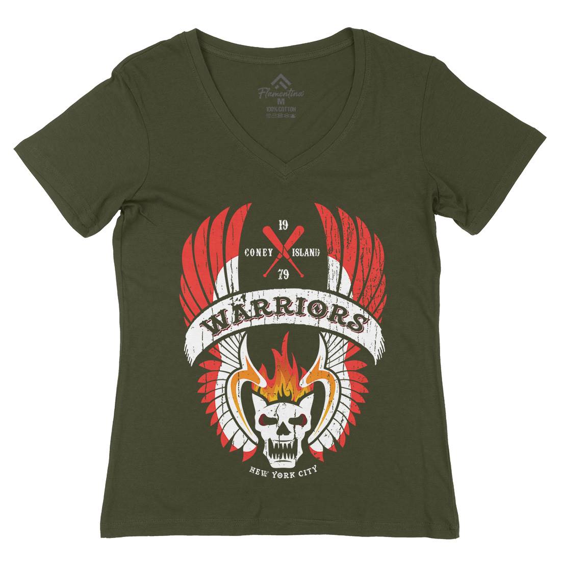 Warriors Womens Organic V-Neck T-Shirt Retro D170