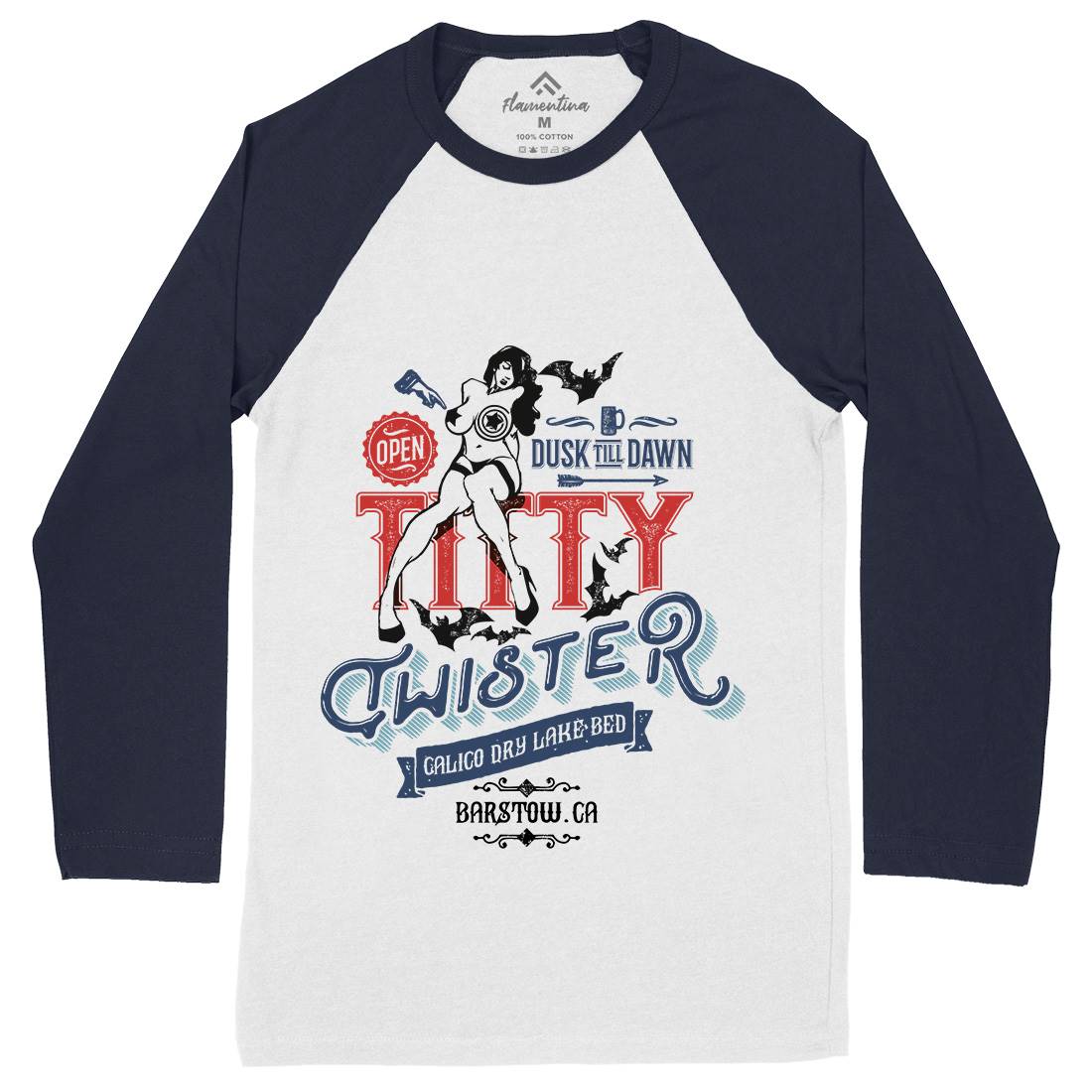 Titty Twister Mens Long Sleeve Baseball T-Shirt Horror D171
