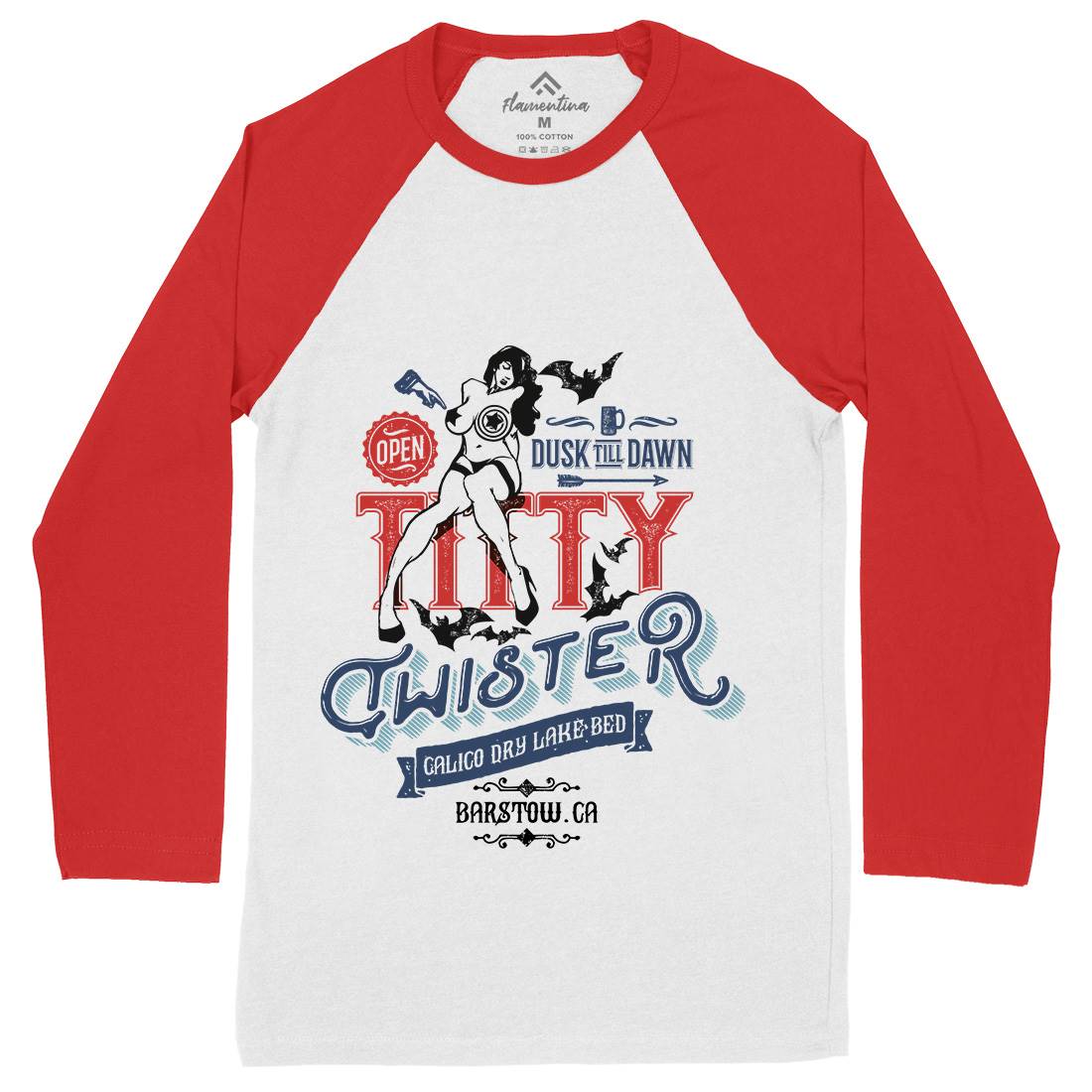 Titty Twister Mens Long Sleeve Baseball T-Shirt Horror D171