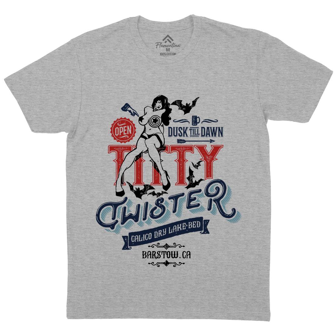 Titty Twister Mens Organic Crew Neck T-Shirt Horror D171
