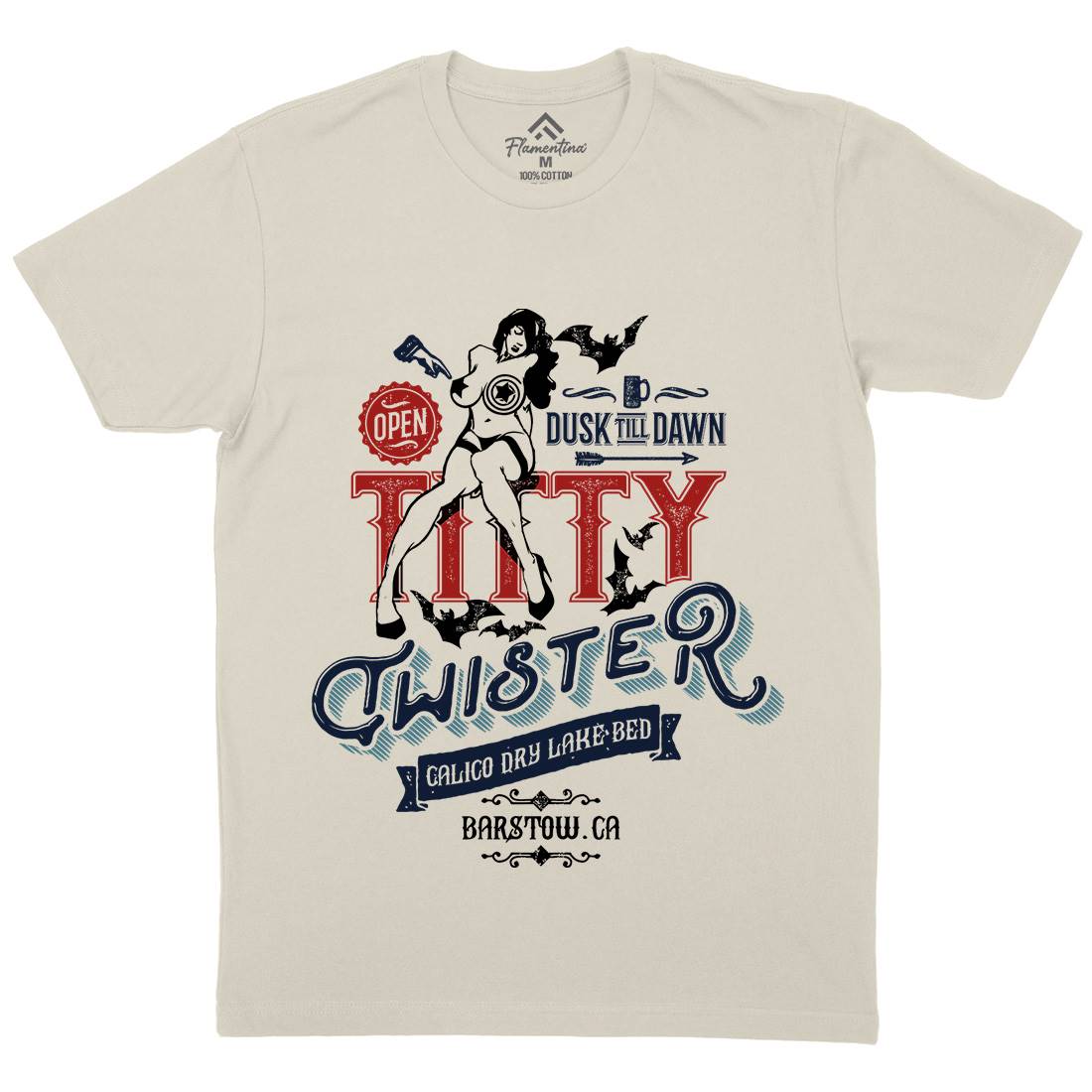 Titty Twister Mens Organic Crew Neck T-Shirt Horror D171