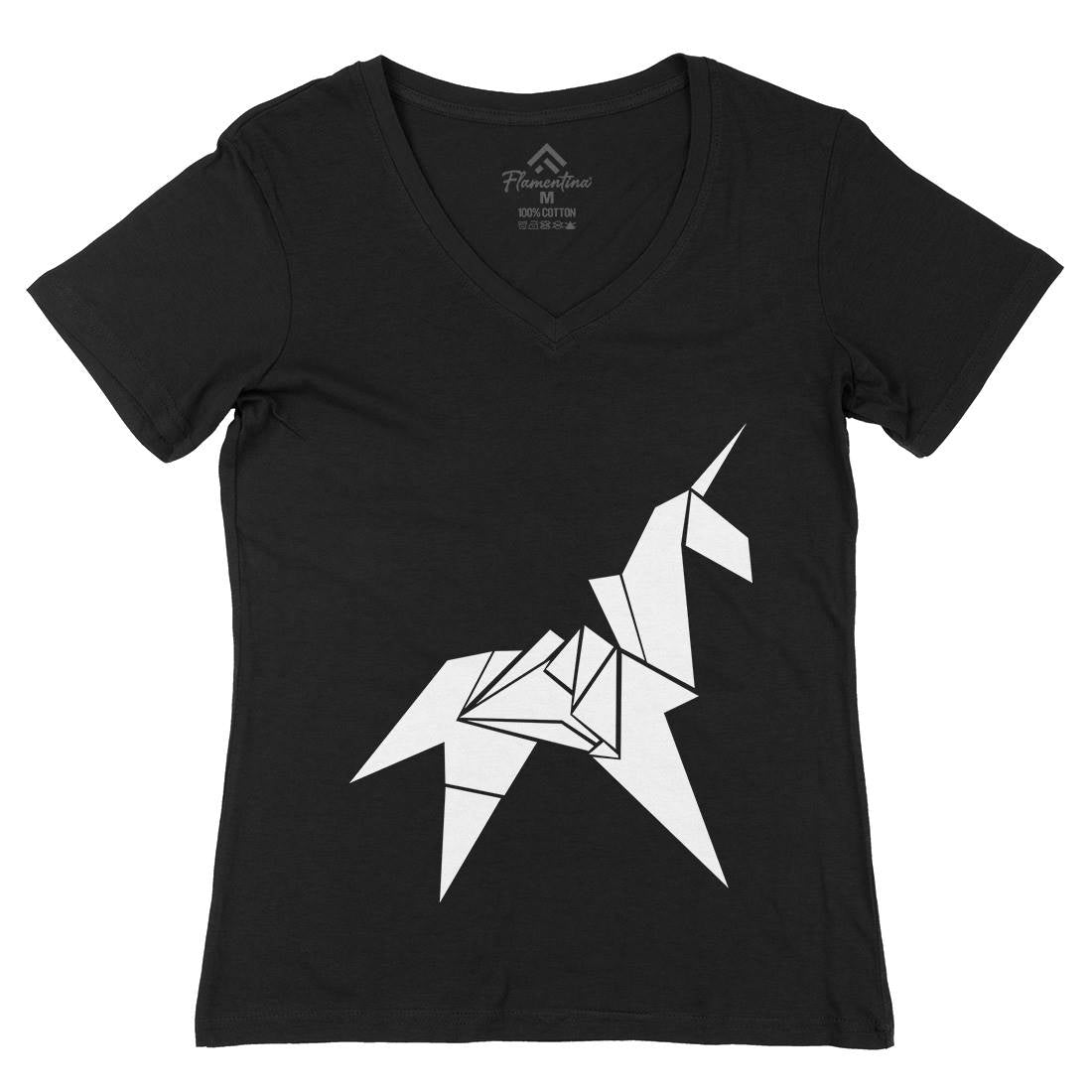Unicorn Womens Organic V-Neck T-Shirt Space D172