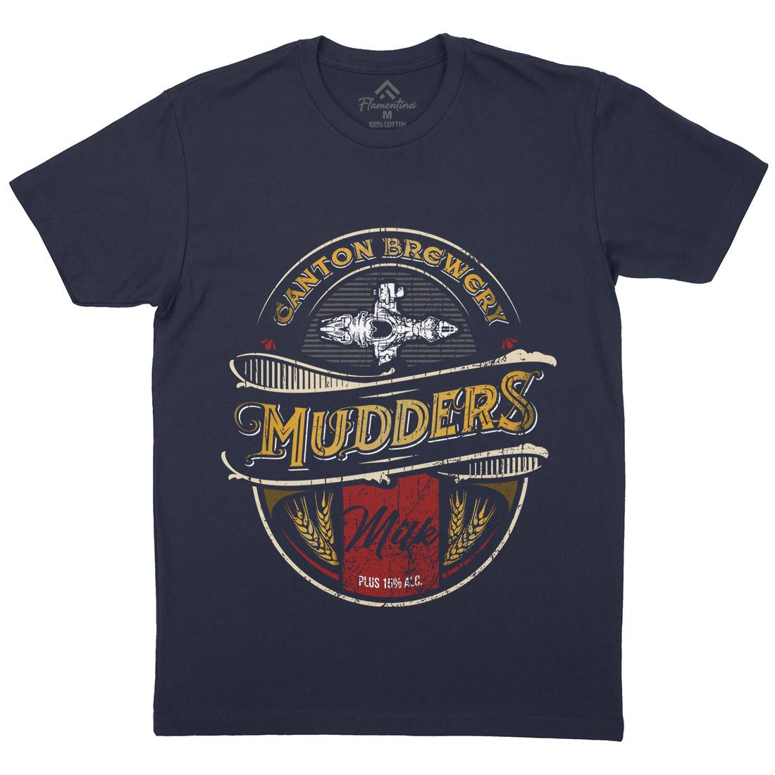 Mudders Milk Mens Organic Crew Neck T-Shirt Space D174