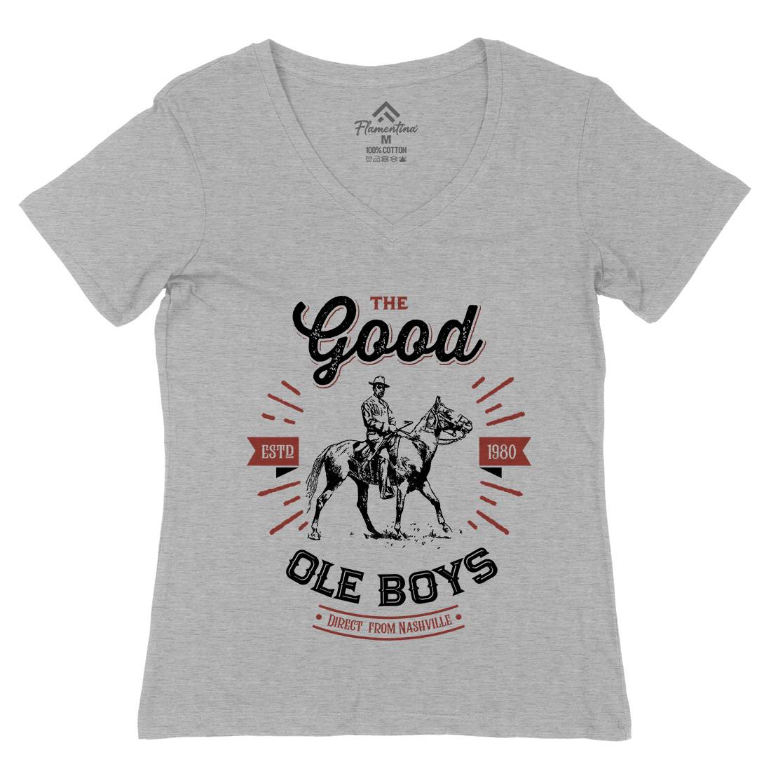 Good Ole Boys Womens Organic V-Neck T-Shirt Music D178