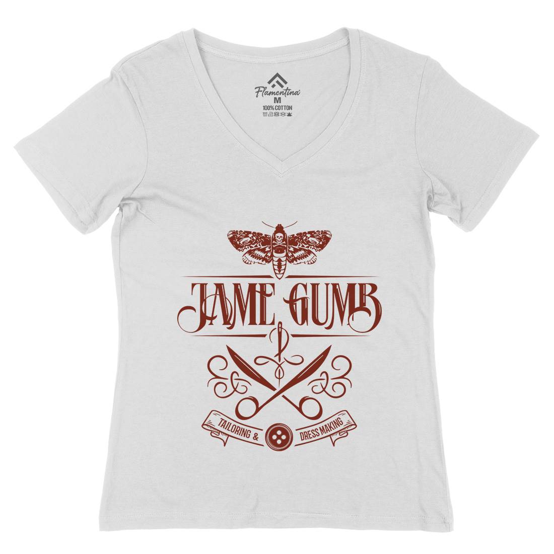 Jame Gumb Womens Organic V-Neck T-Shirt Horror D179