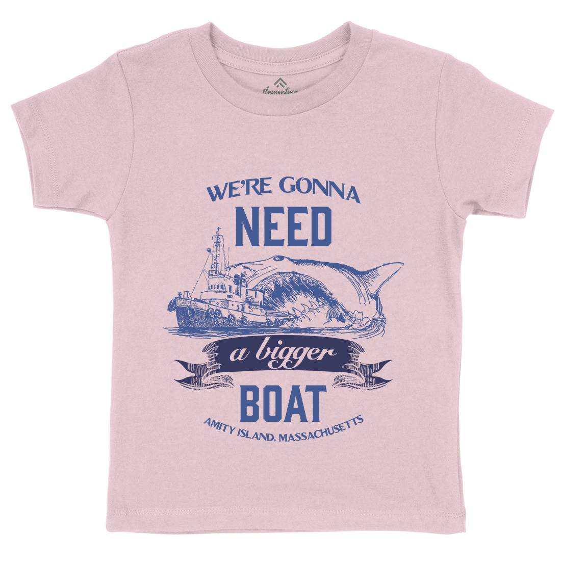 Bigger Boat Kids Crew Neck T-Shirt Navy D180