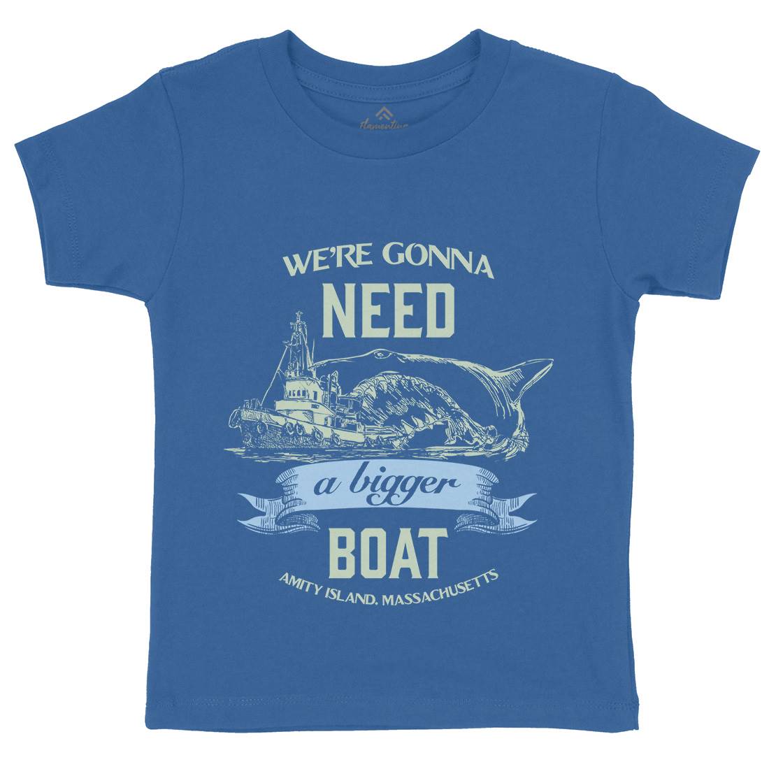 Bigger Boat Kids Organic Crew Neck T-Shirt Navy D180