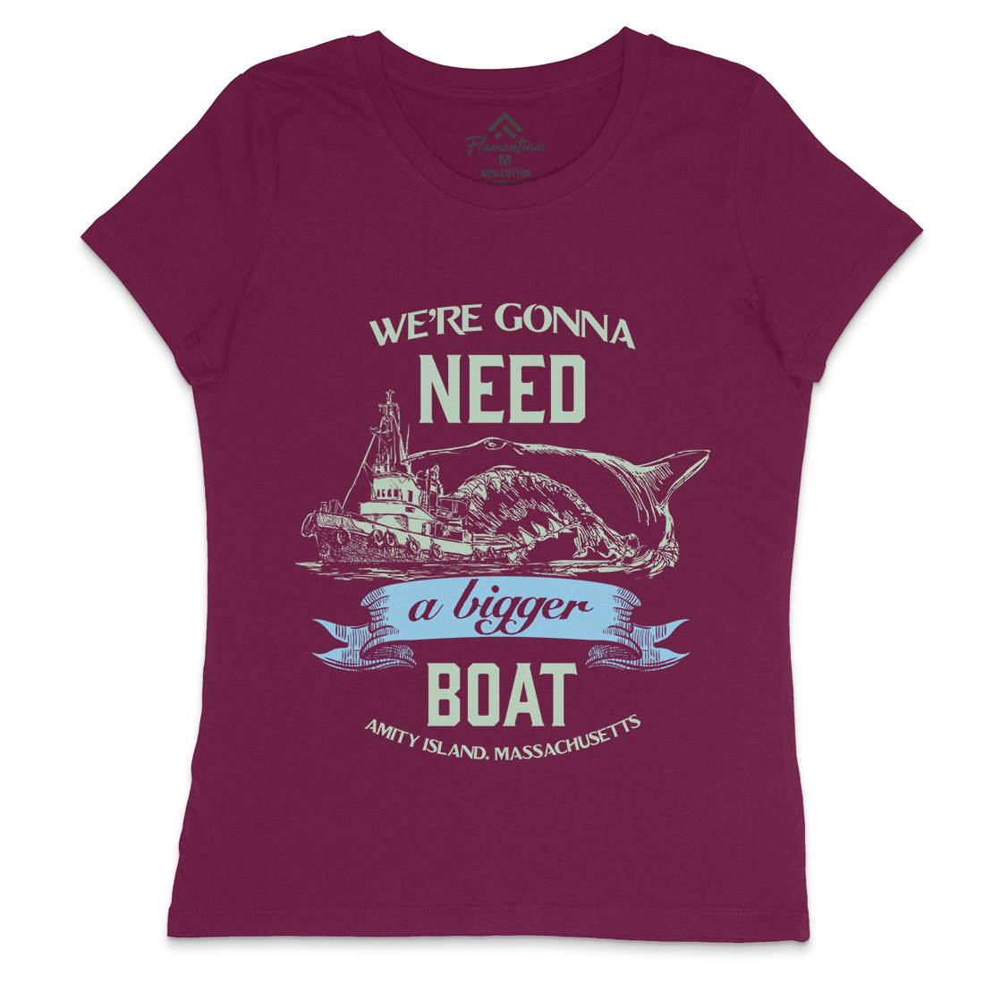 Bigger Boat Womens Crew Neck T-Shirt Navy D180
