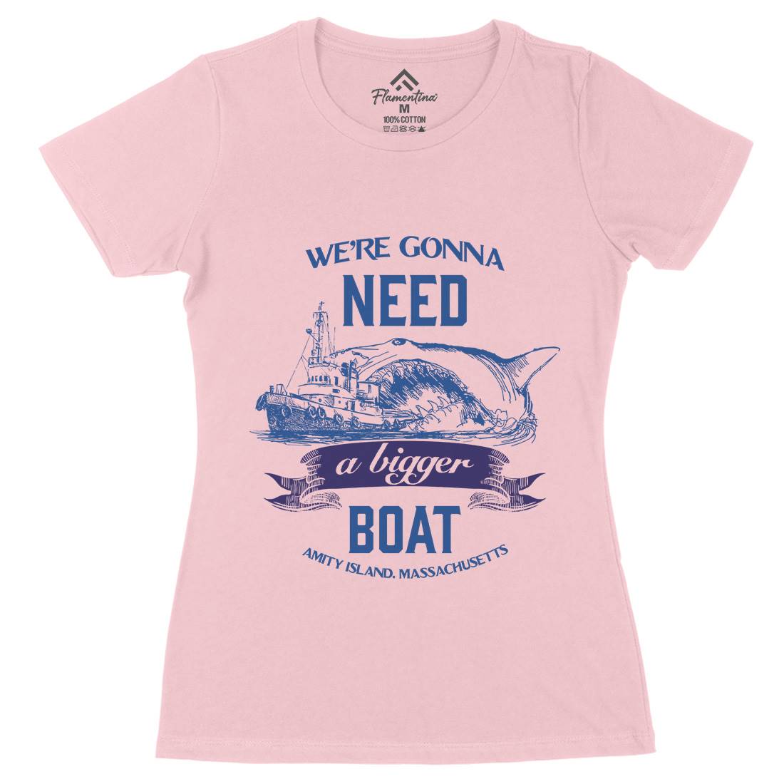 Bigger Boat Womens Organic Crew Neck T-Shirt Navy D180