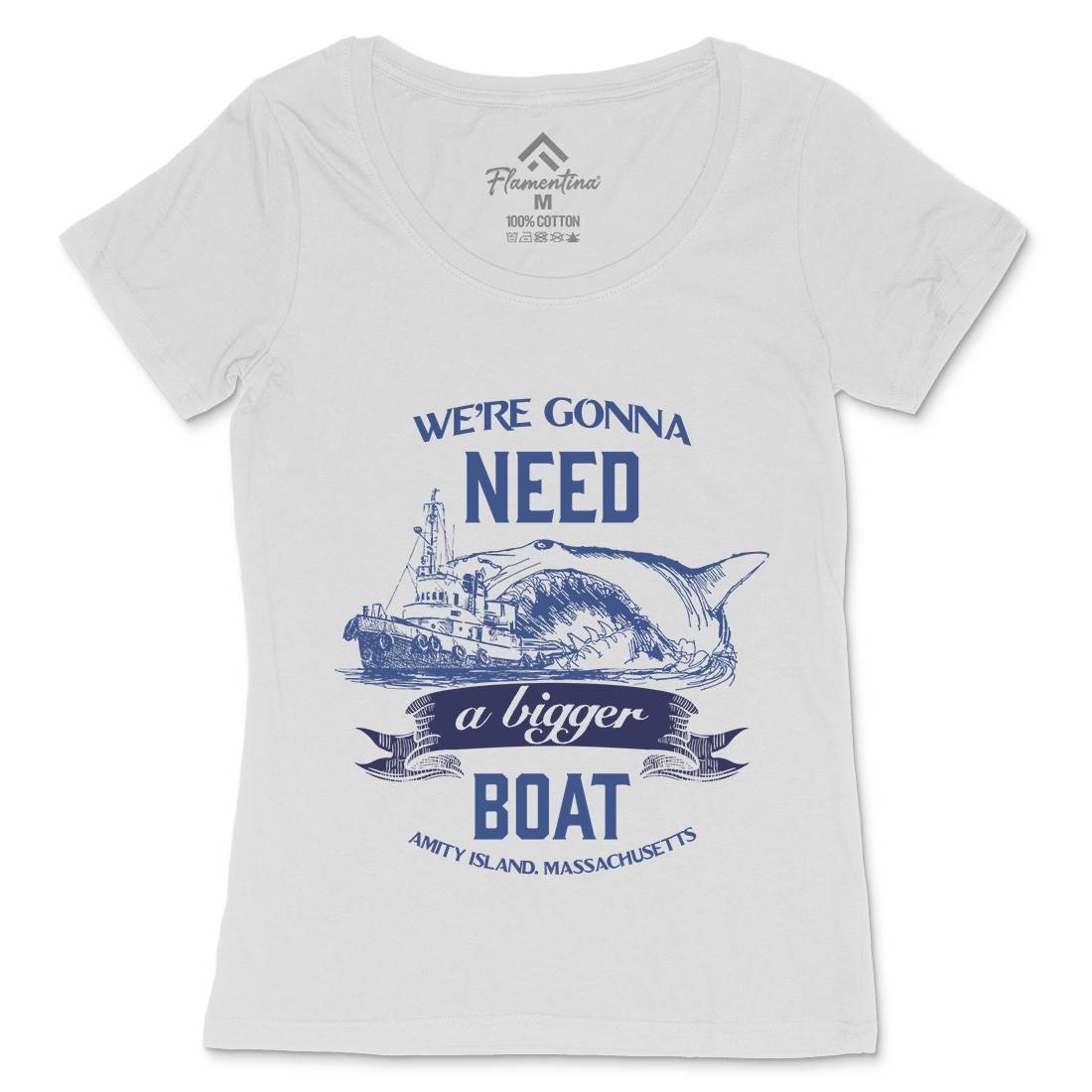 Bigger Boat Womens Scoop Neck T-Shirt Navy D180