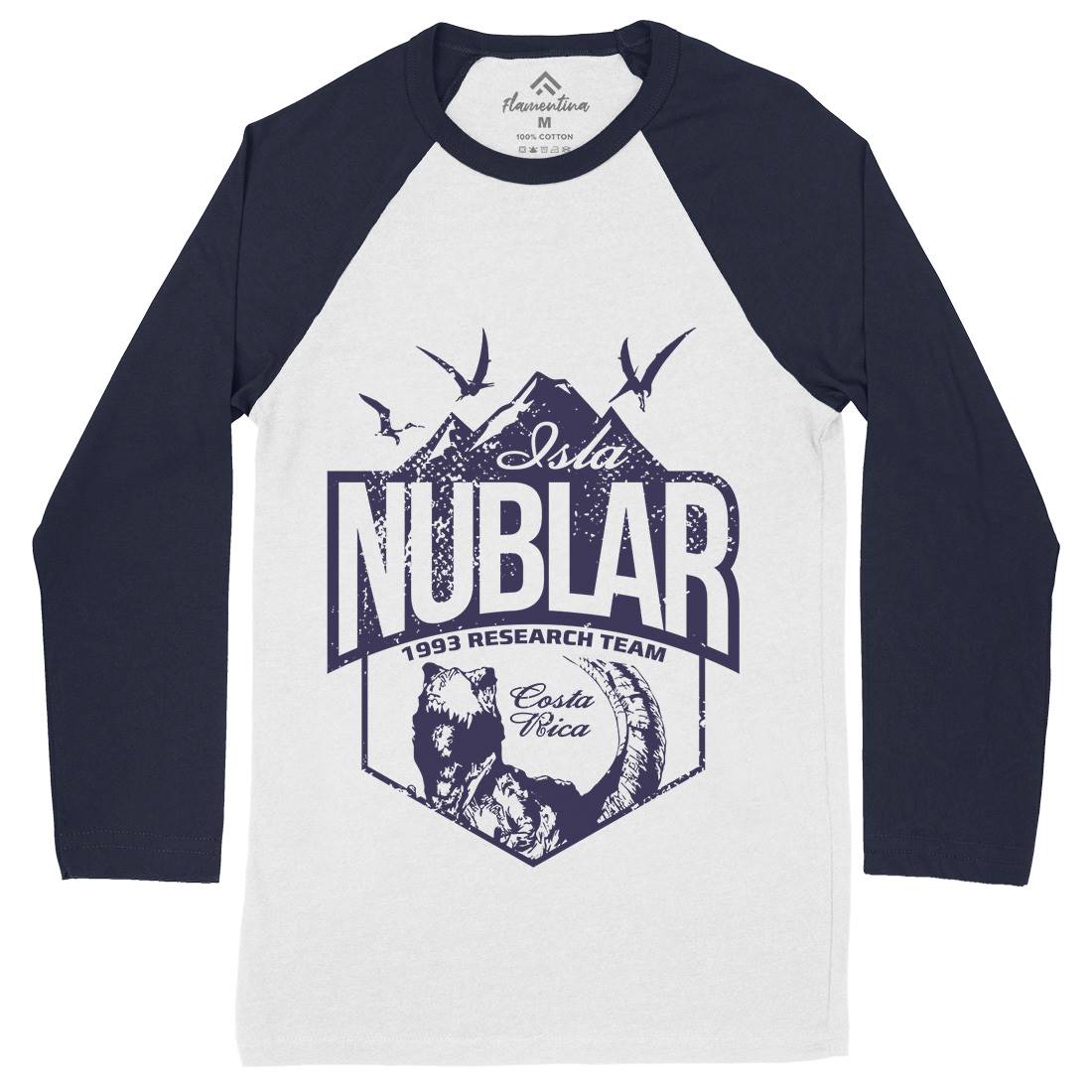 Isla Nublar Mens Long Sleeve Baseball T-Shirt Horror D181