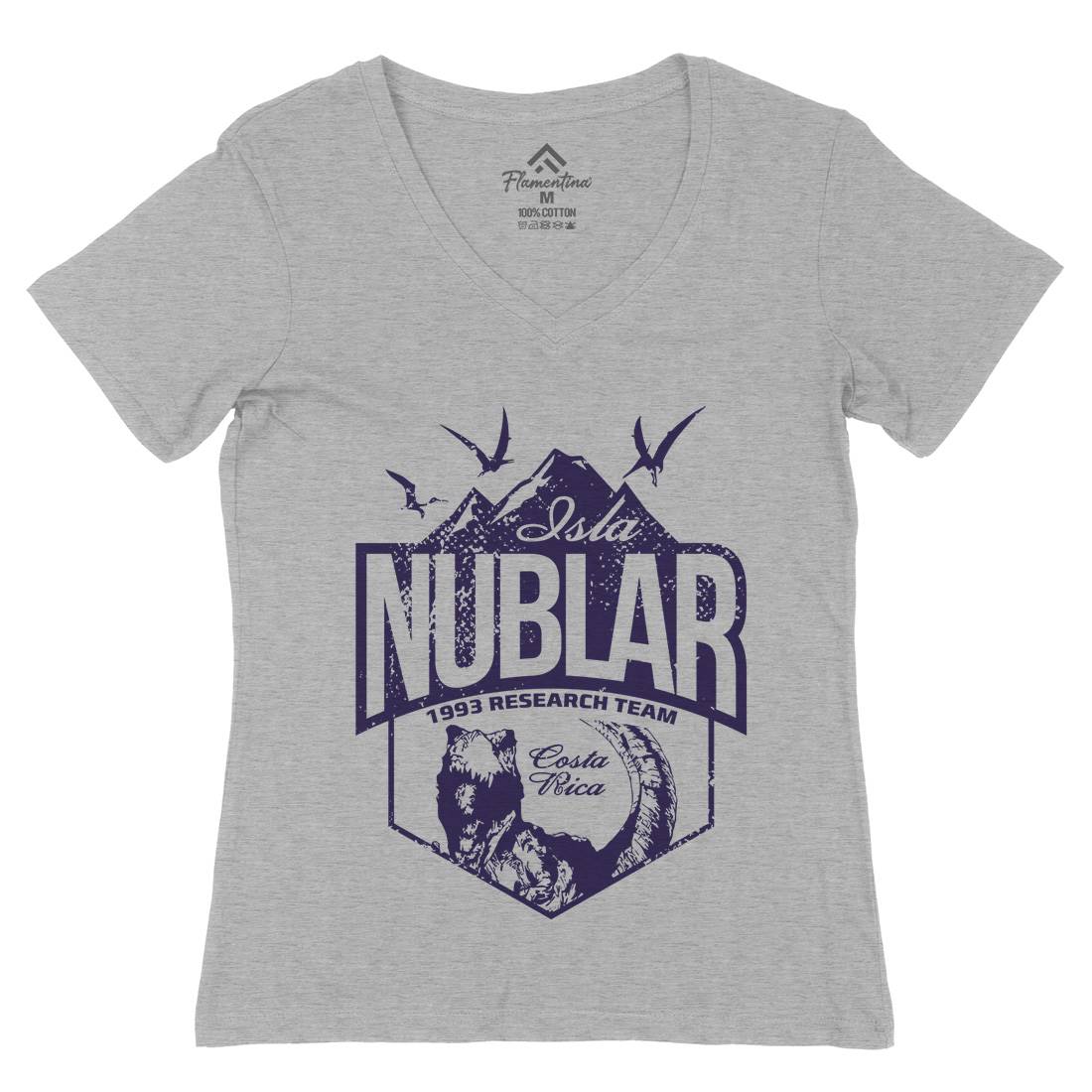 Isla Nublar Womens Organic V-Neck T-Shirt Horror D181