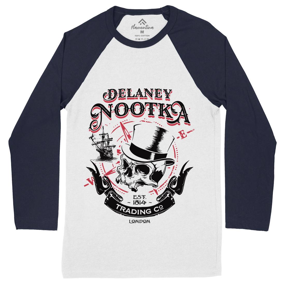 Delaney Nootka Mens Long Sleeve Baseball T-Shirt Retro D183