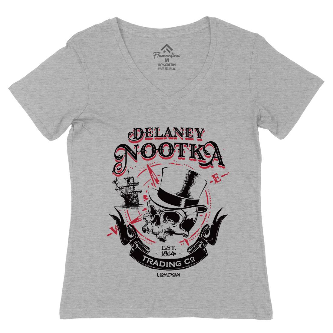 Delaney Nootka Womens Organic V-Neck T-Shirt Retro D183
