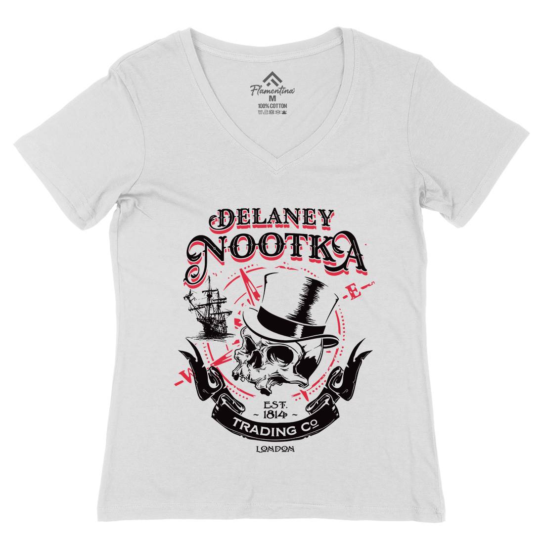 Delaney Nootka Womens Organic V-Neck T-Shirt Retro D183