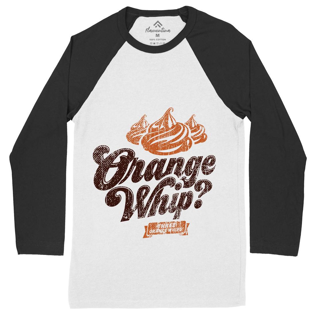 Orange Whip Mens Long Sleeve Baseball T-Shirt Food D184