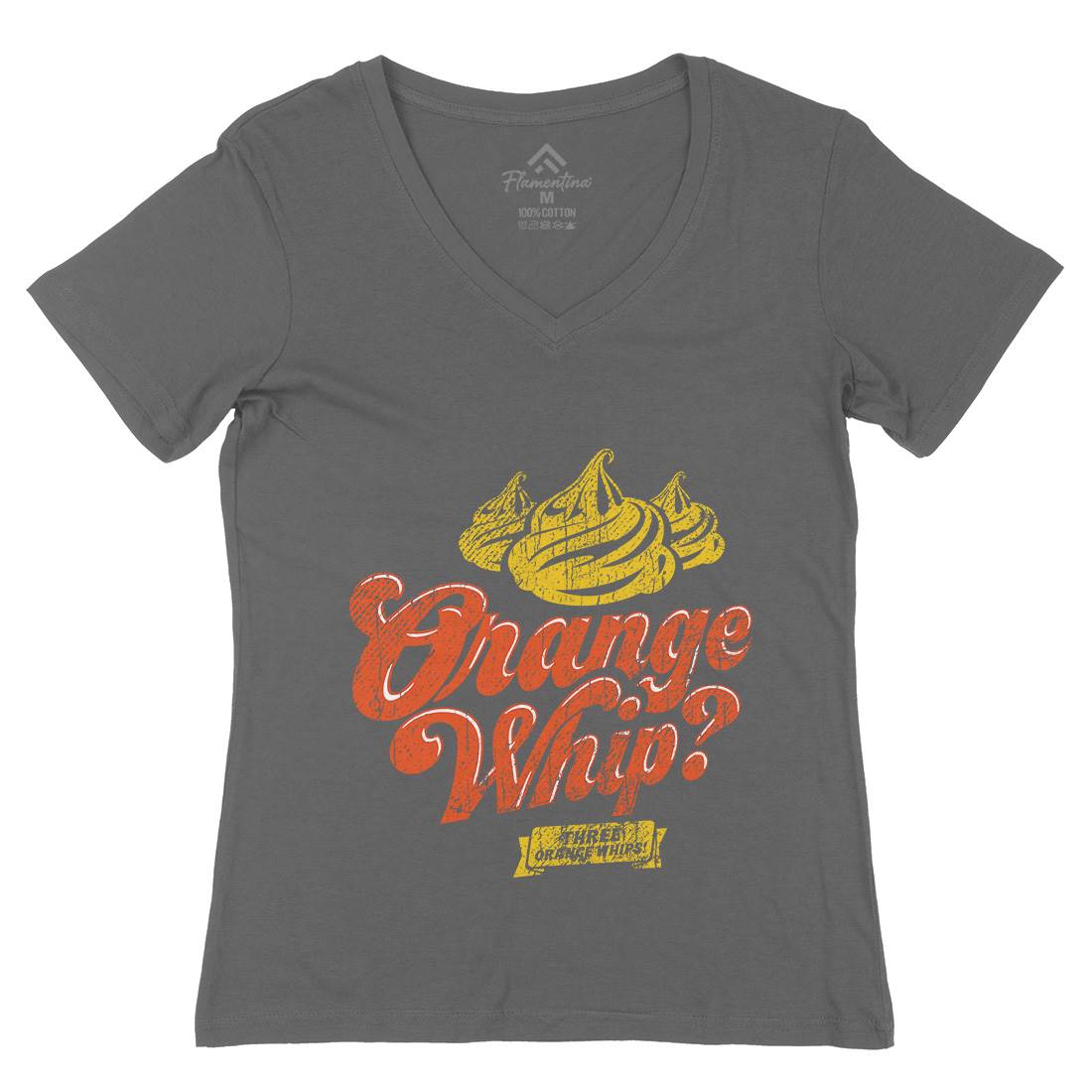 Orange Whip Womens Organic V-Neck T-Shirt Food D184