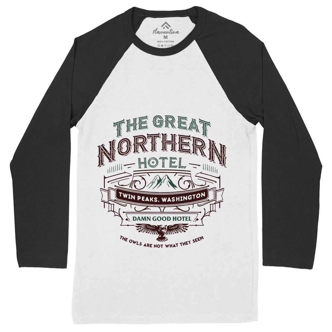 Great Northern Hotel Mens Long Sleeve Baseball T-Shirt Horror D185