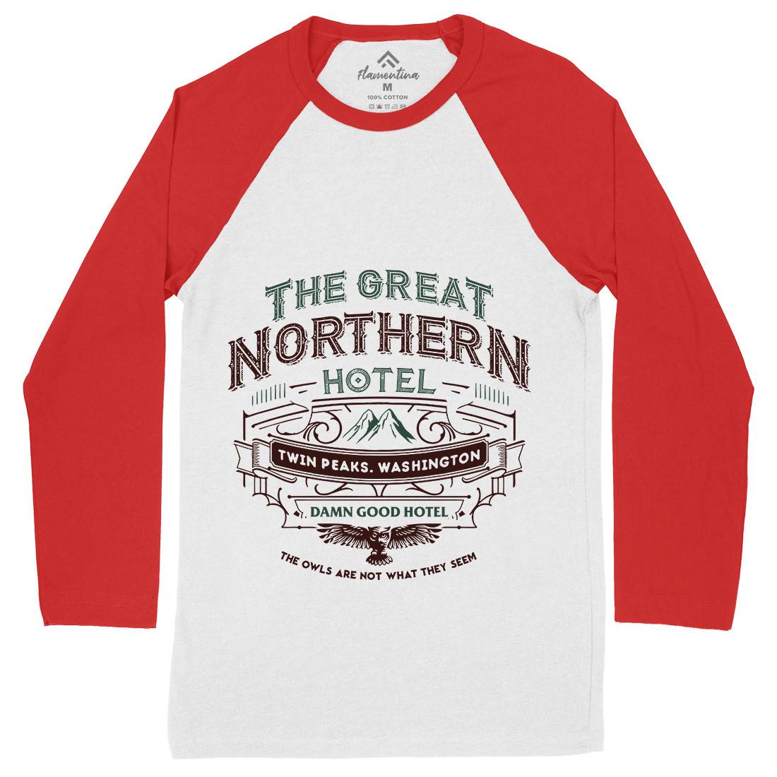 Great Northern Hotel Mens Long Sleeve Baseball T-Shirt Horror D185
