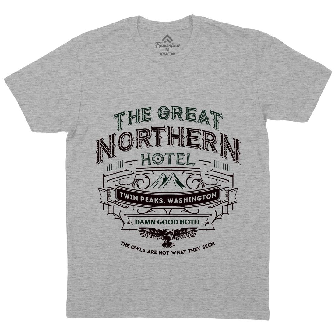 Great Northern Hotel Mens Organic Crew Neck T-Shirt Horror D185