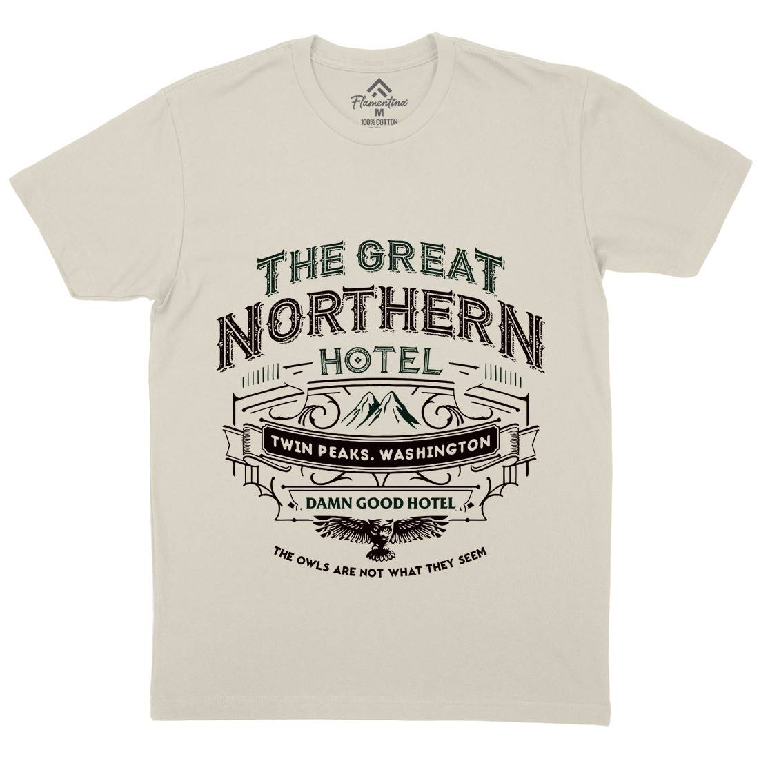 Great Northern Hotel Mens Organic Crew Neck T-Shirt Horror D185