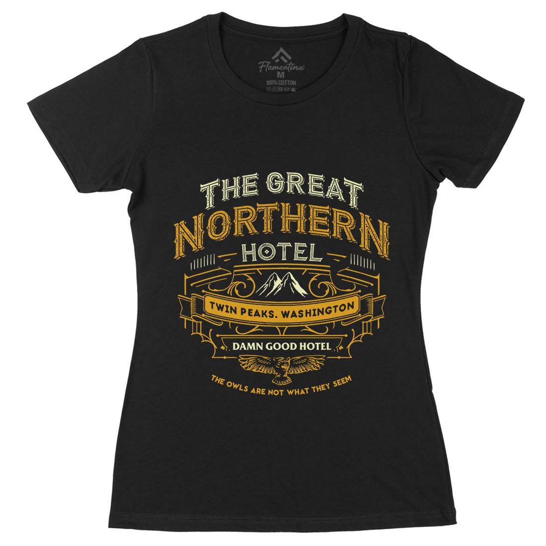 Great Northern Hotel Womens Organic Crew Neck T-Shirt Horror D185