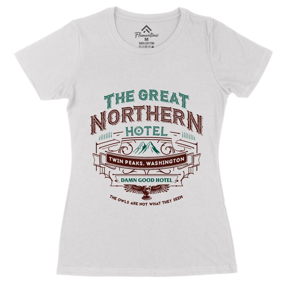 Great Northern Hotel Womens Organic Crew Neck T-Shirt Horror D185