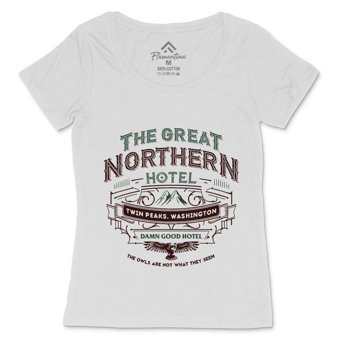Great Northern Hotel Womens Scoop Neck T-Shirt Horror D185