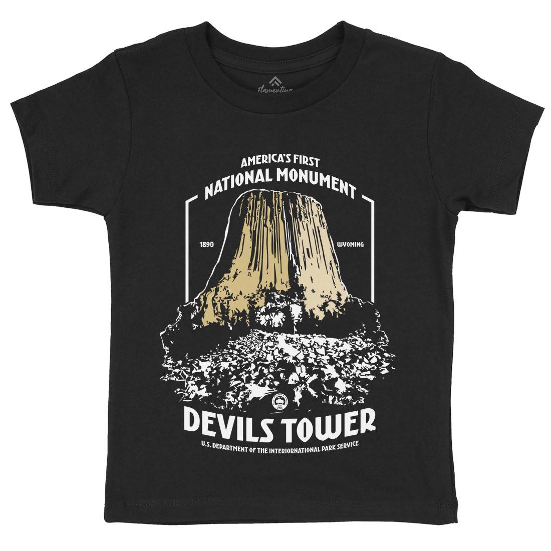 Devils Tower Kids Organic Crew Neck T-Shirt Space D186