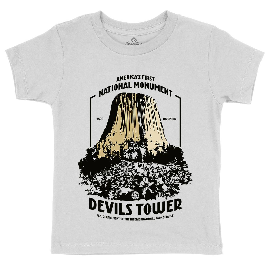 Devils Tower Kids Organic Crew Neck T-Shirt Space D186