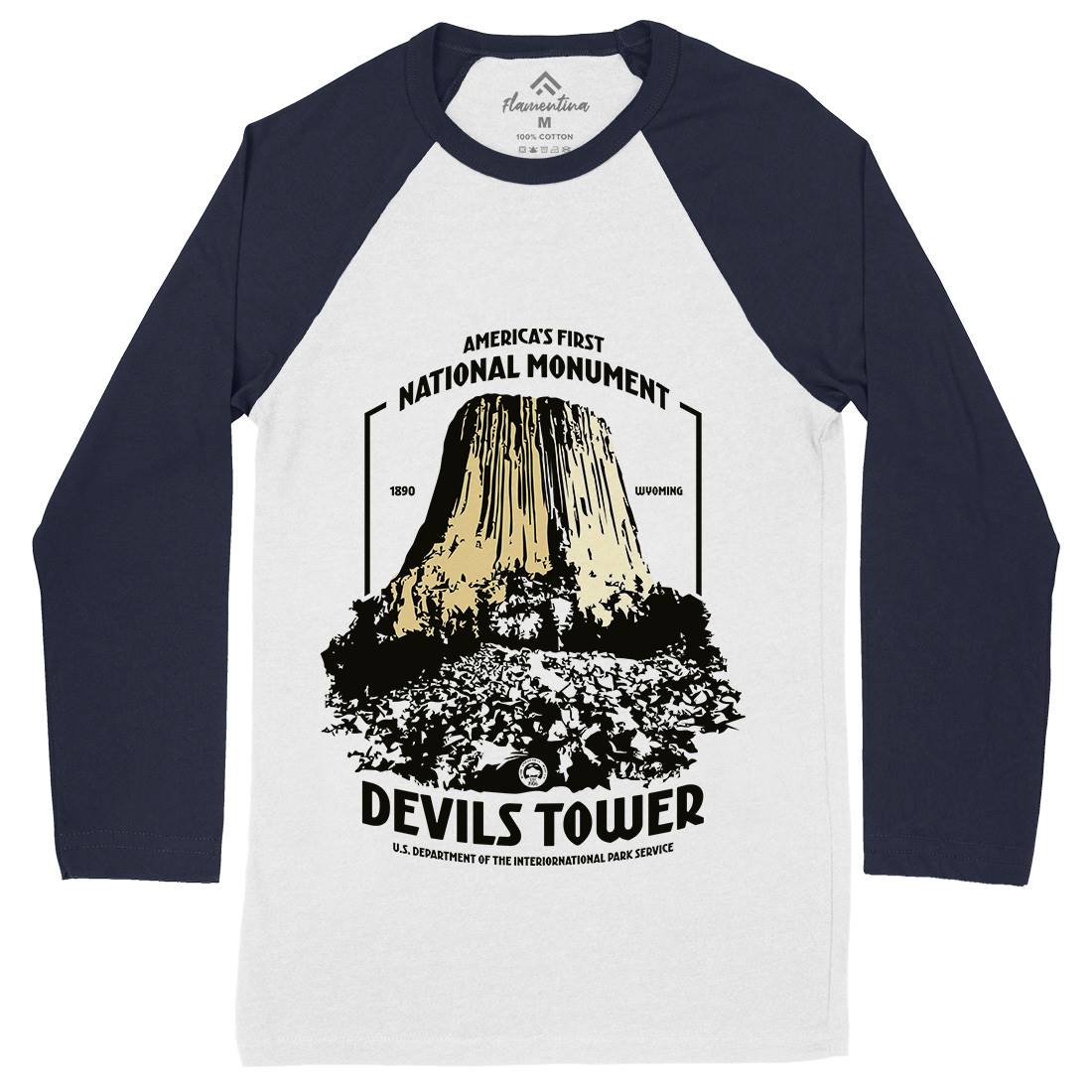 Devils Tower Mens Long Sleeve Baseball T-Shirt Space D186