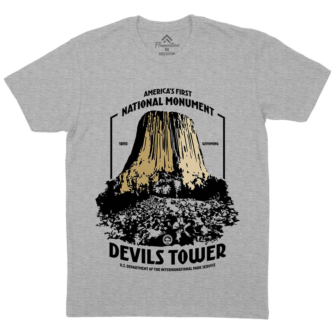 Devils Tower Mens Organic Crew Neck T-Shirt Space D186