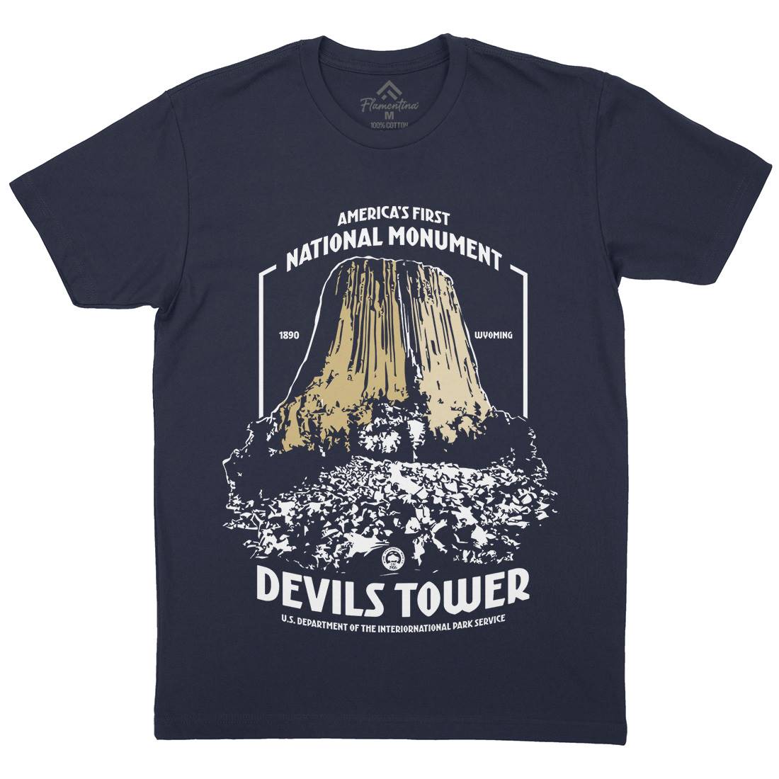 Devils Tower Mens Organic Crew Neck T-Shirt Space D186