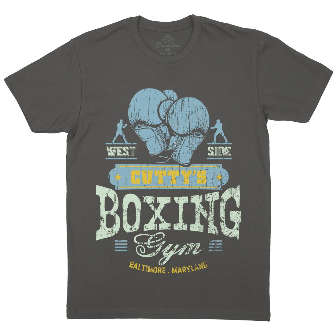Cuttys Boxing Gym Mens Organic Crew Neck T-Shirt Sport D187