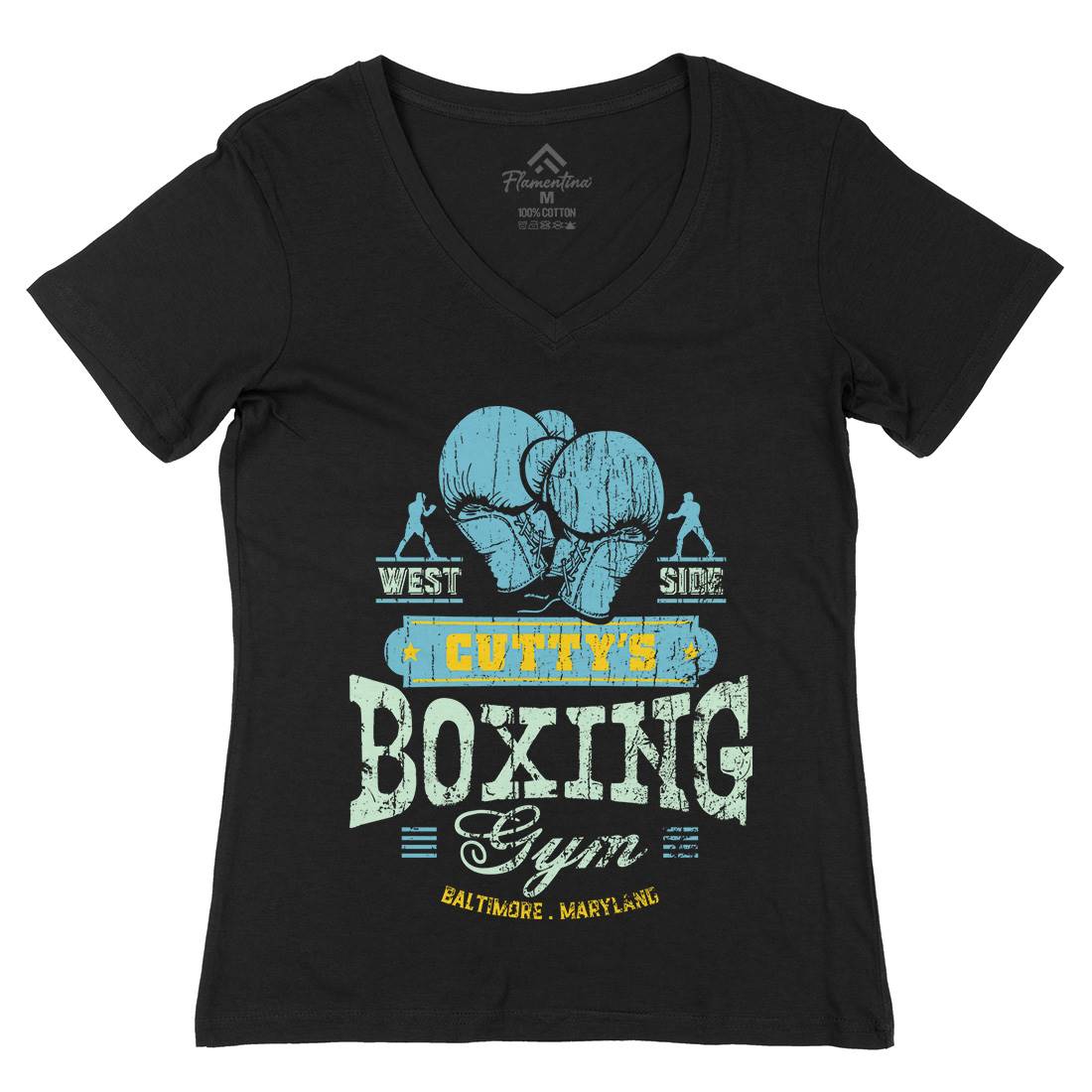 Cuttys Boxing Gym Womens Organic V-Neck T-Shirt Sport D187