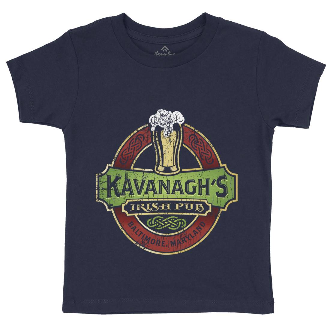 Kavanaghs Irish Pub Kids Organic Crew Neck T-Shirt Drinks D189