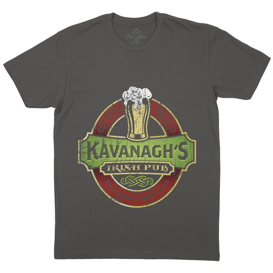 Kavanaghs Irish Pub Mens Organic Crew Neck T-Shirt Drinks D189