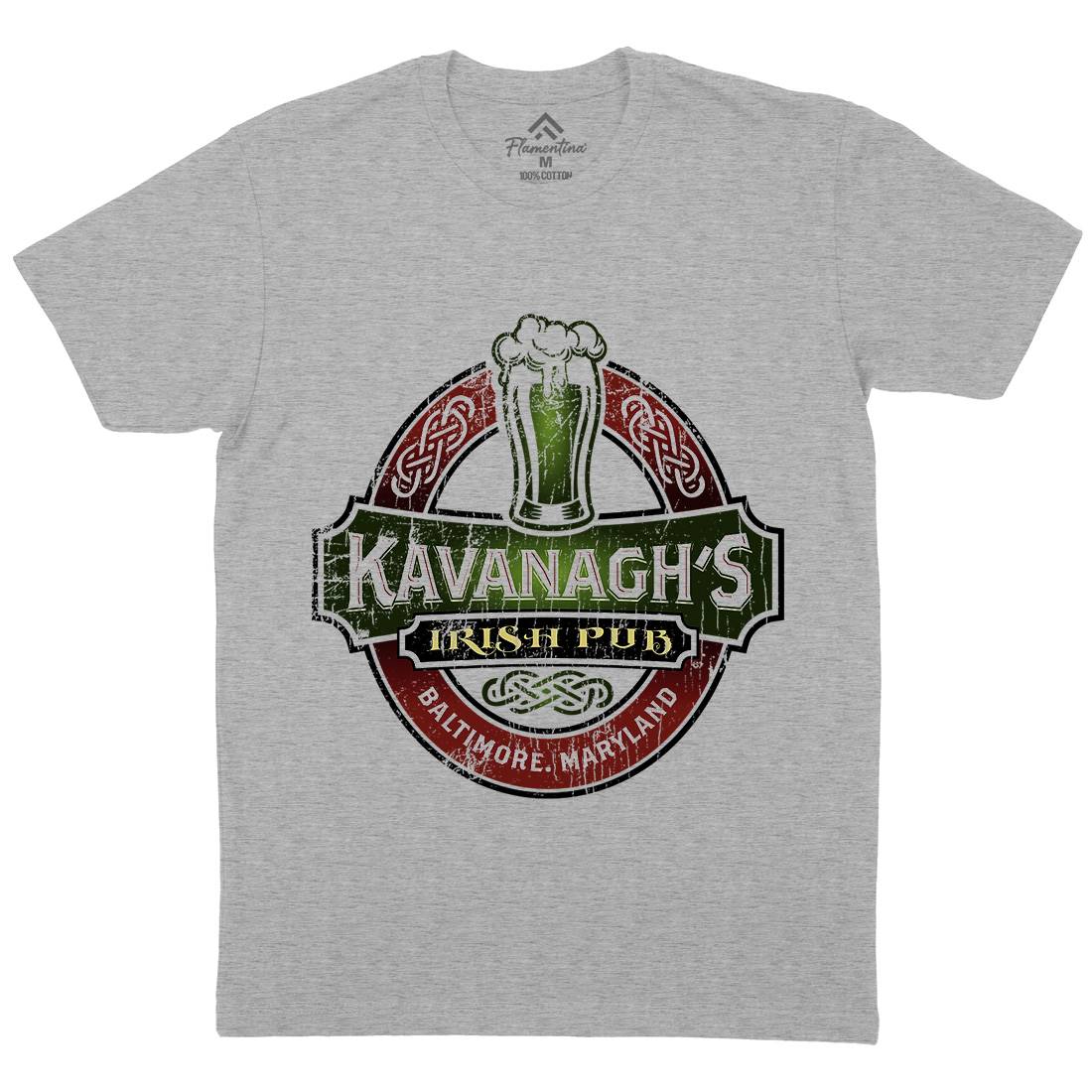 Kavanaghs Irish Pub Mens Organic Crew Neck T-Shirt Drinks D189